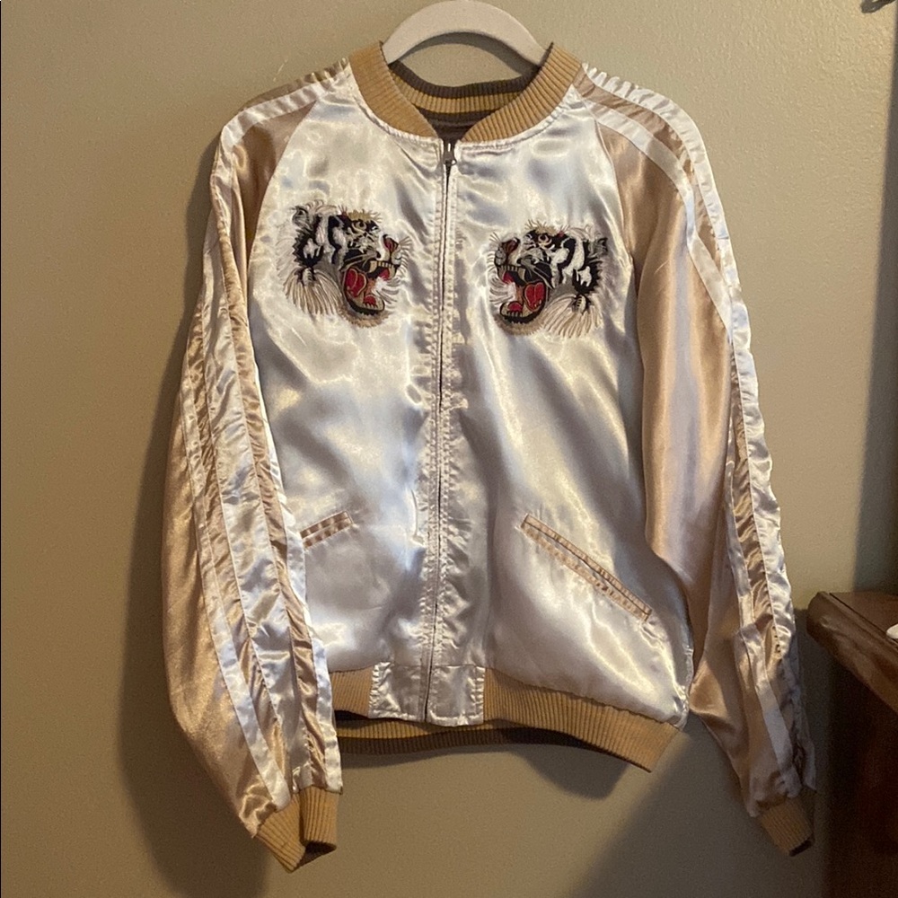 Reversible vintage Satin Bomber Jacket - tigers and dragons